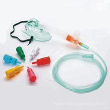 Oxygen flow adjustable venturi oxygen maks with 6pcs colored venturi connectors